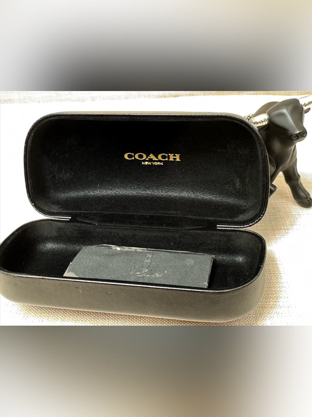 Coach Black Leather Eyewear Case with Gold Logo